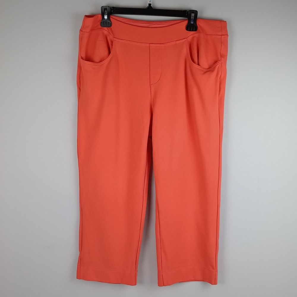 Belle Kim Gravel Womens 18WP Orange Vibrant Stretch Pull On Crop Capri Pants